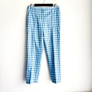 Nina Ricci Blue Plaid Wool Blend Lightweight Pants 38/S